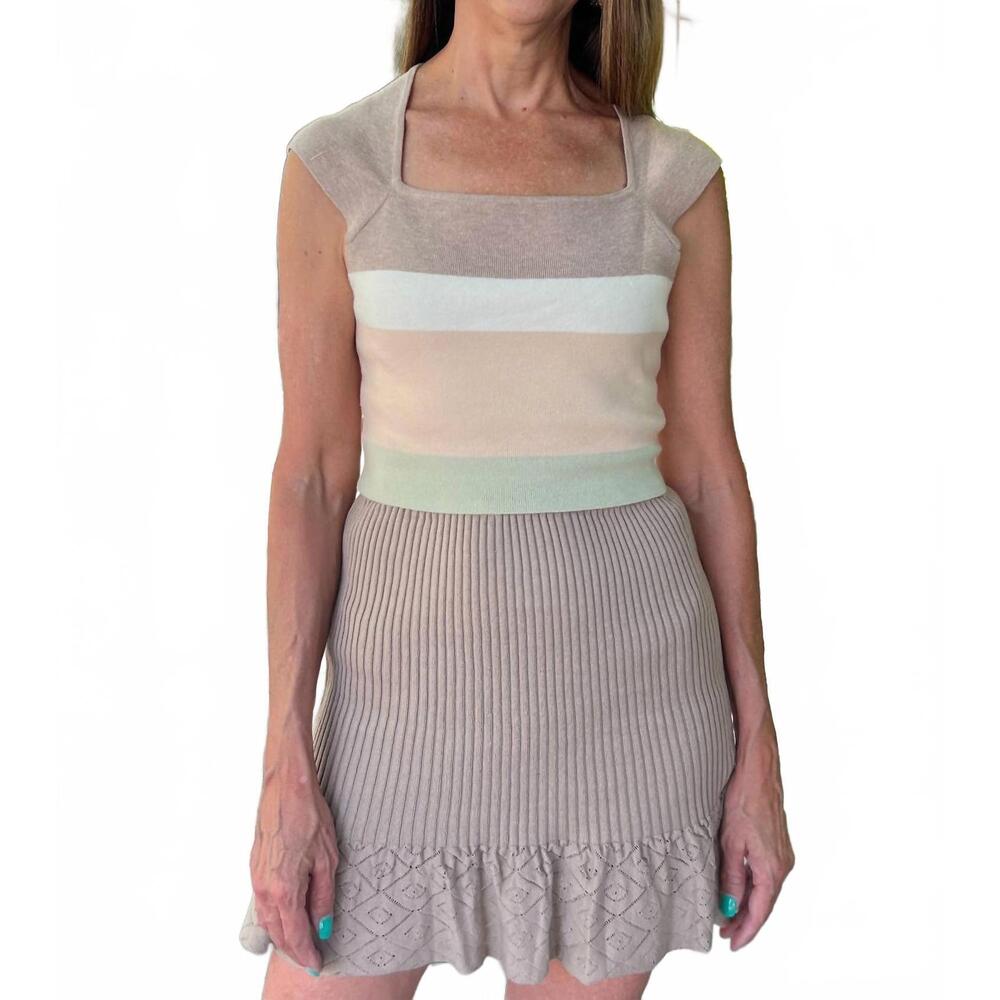 NEW BSL ruffled knit mini skirt in taupe